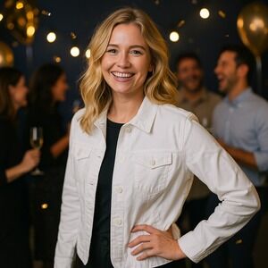 Coldwater  Creek Womens White Button Front Long‎ Sleeve Jean Jacket